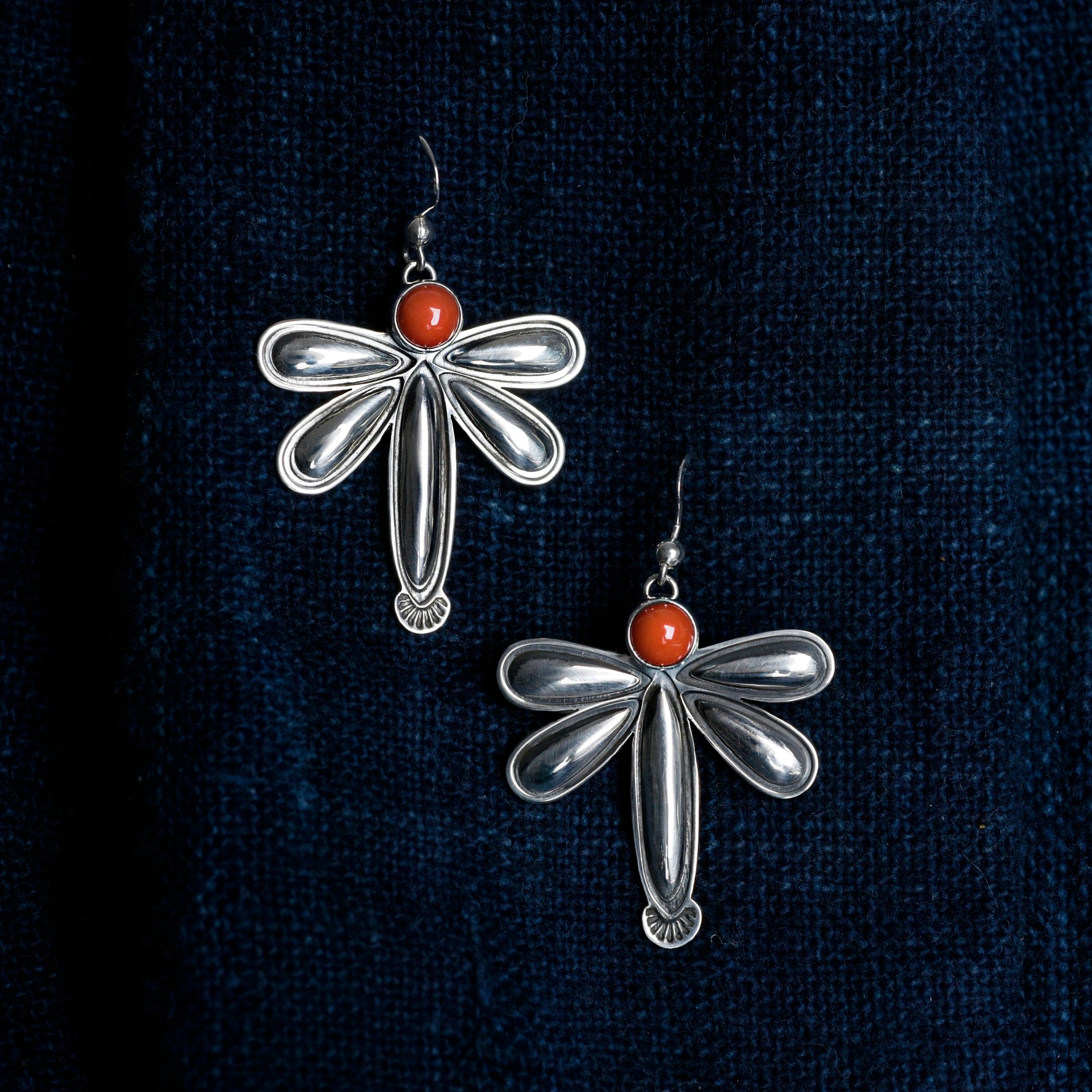 Jennifer Medina Dragonfly Earrings - Coral