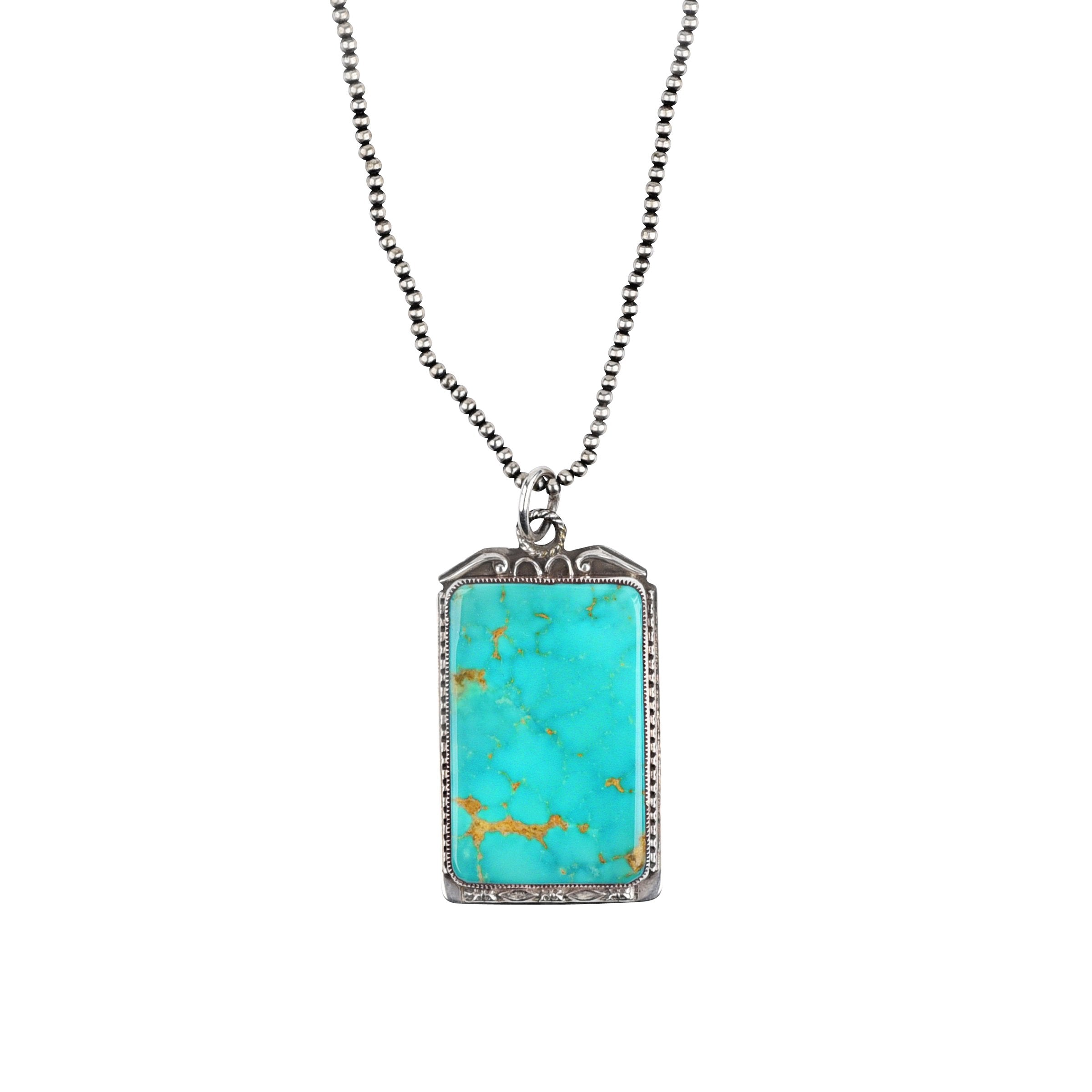 Aldrich Art Turquoise Dog Tag Necklace
