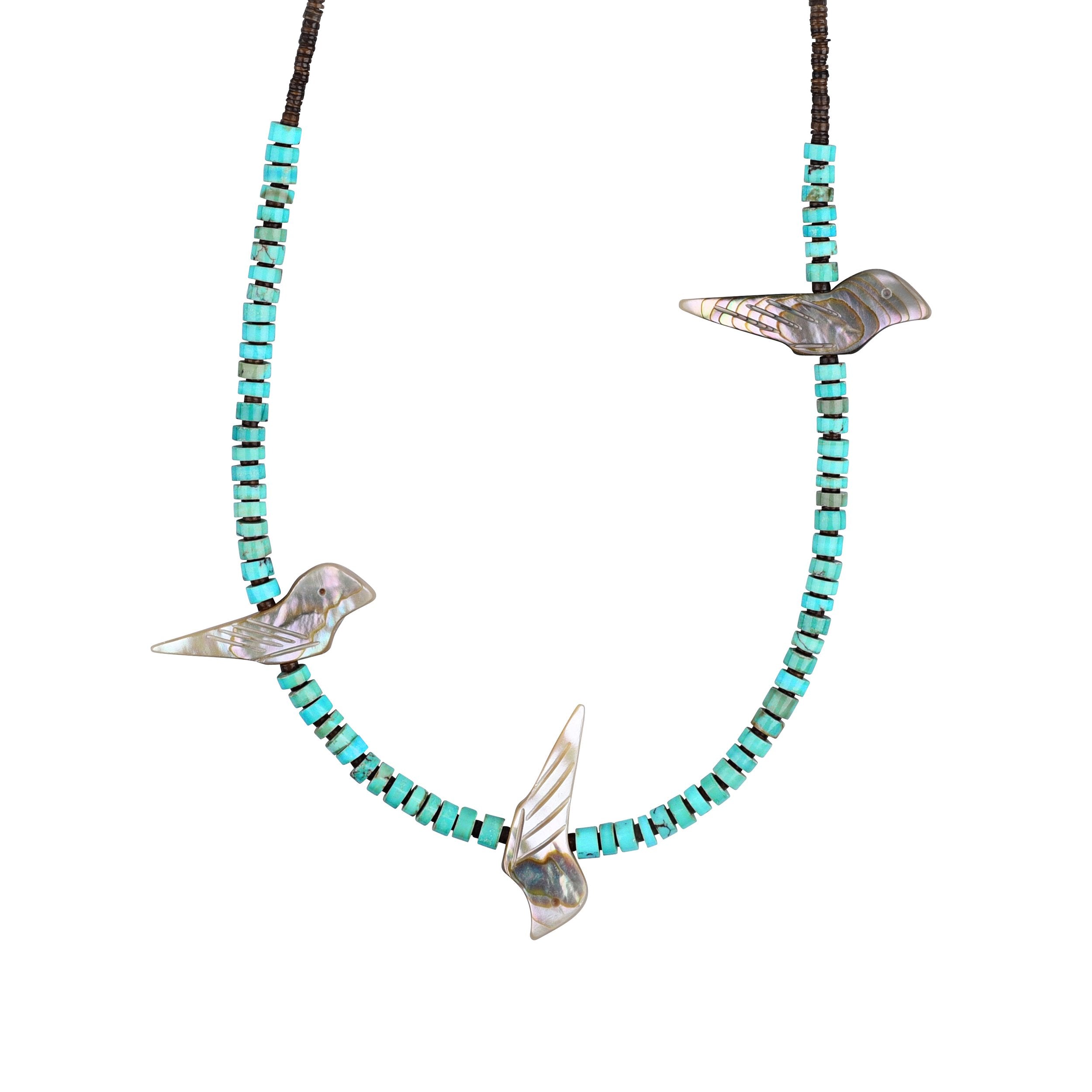 Abalone Bird Heishi Necklace