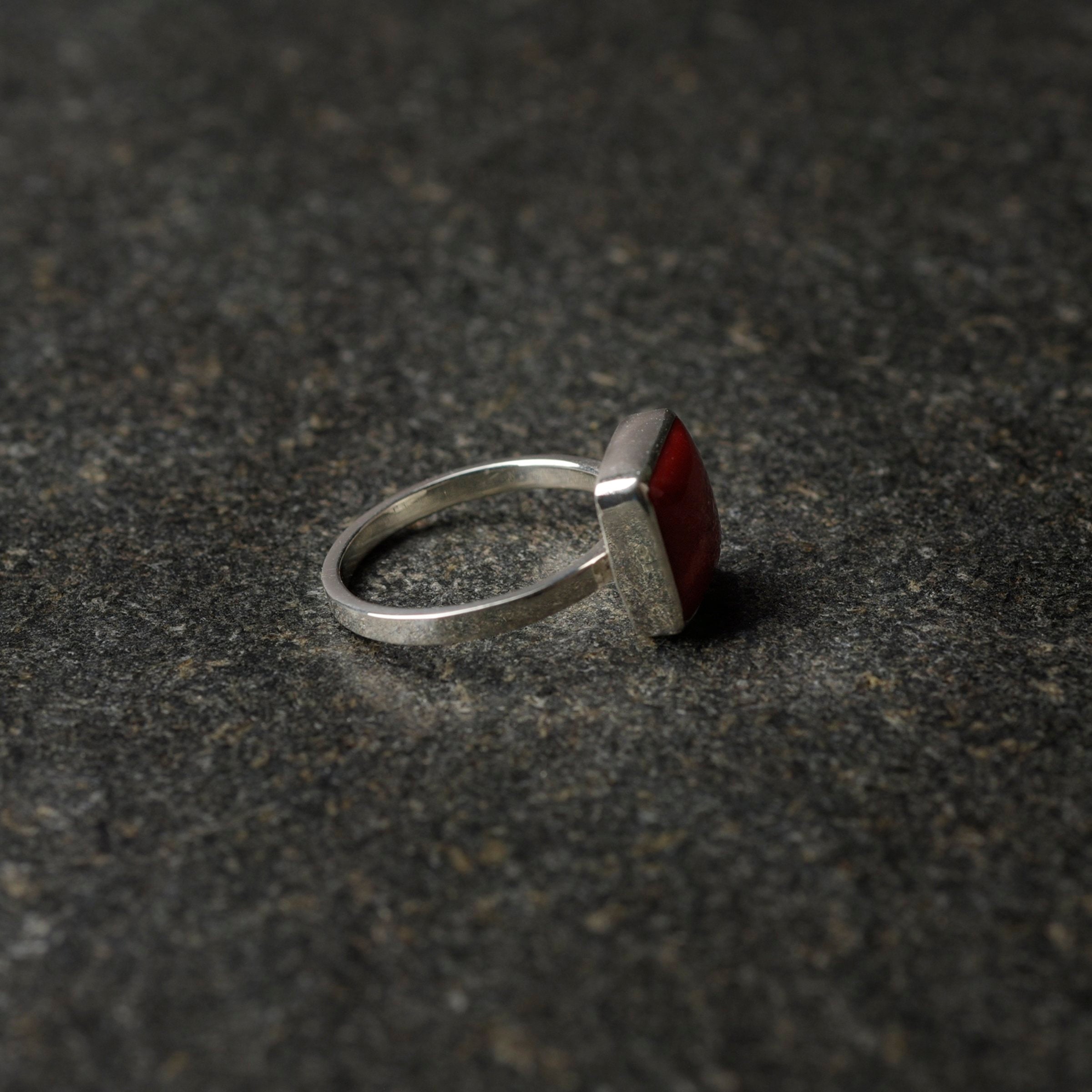 Square Nomad Coral Ring - Size 7