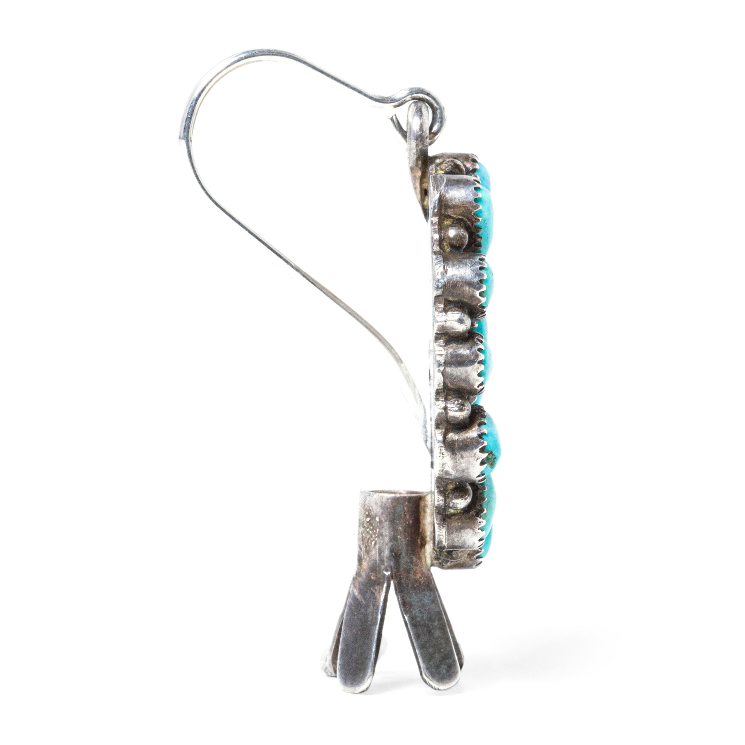 Vintage Zuni Easter Blue Petit Point Earrings, c. 1950