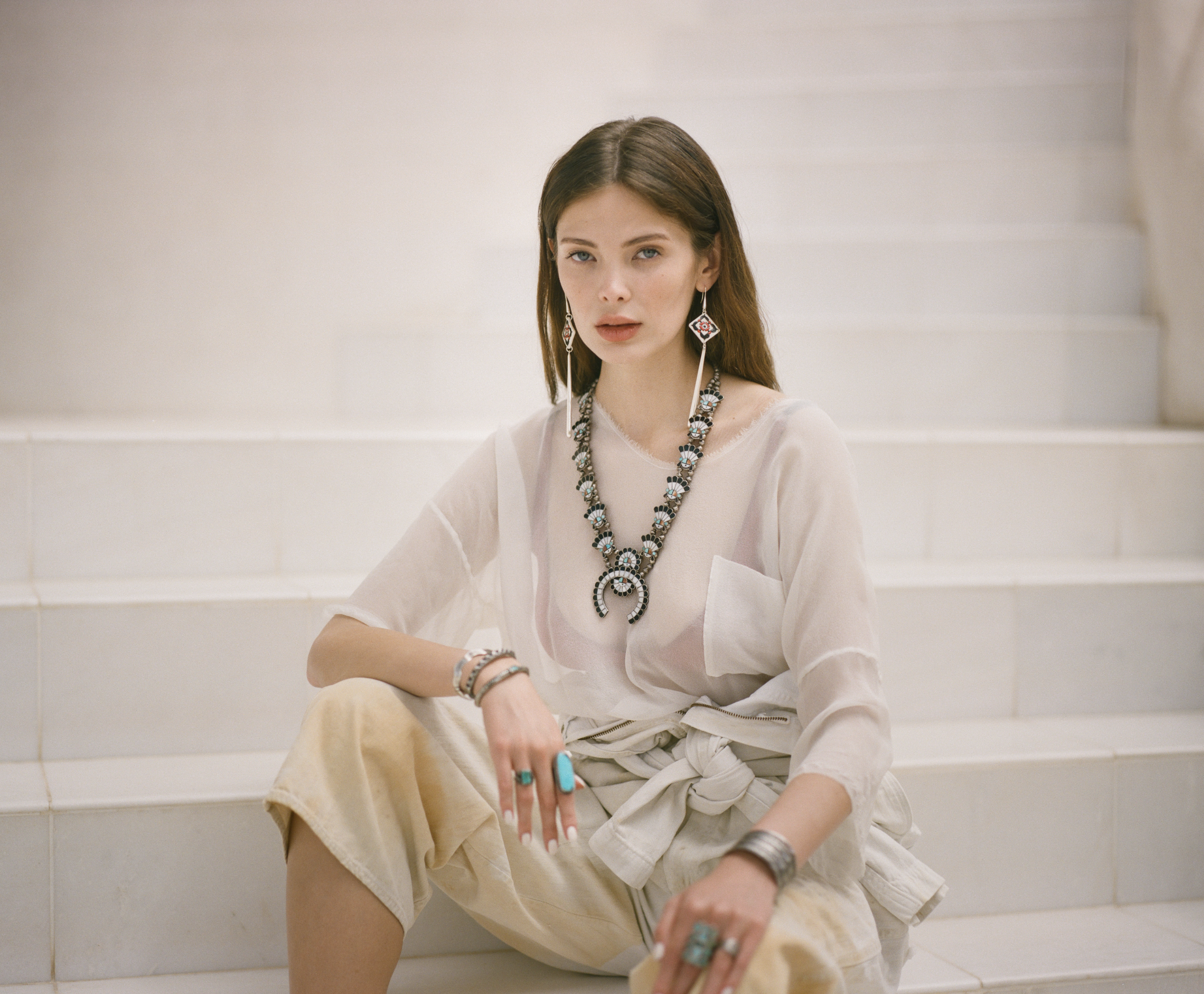 Zuni Sunface Naja Necklace, c. 1940