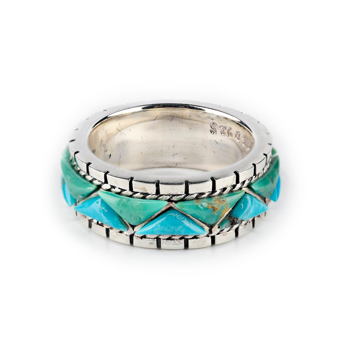 Blue And Green Turquoise Inlay Ring