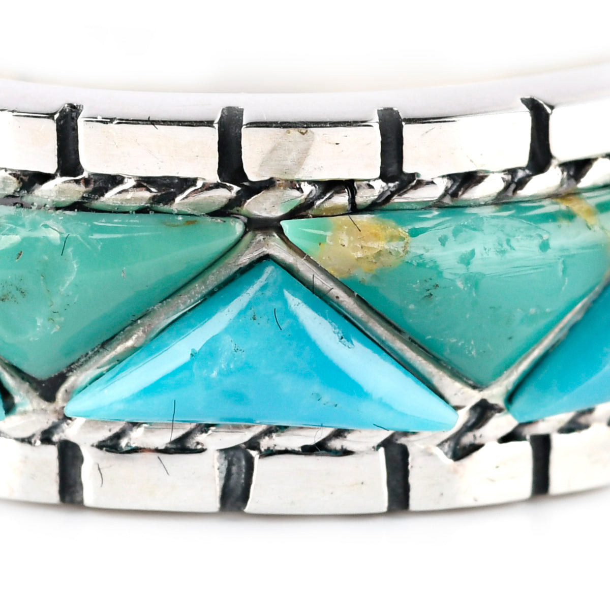 Blue And Green Turquoise Inlay Ring